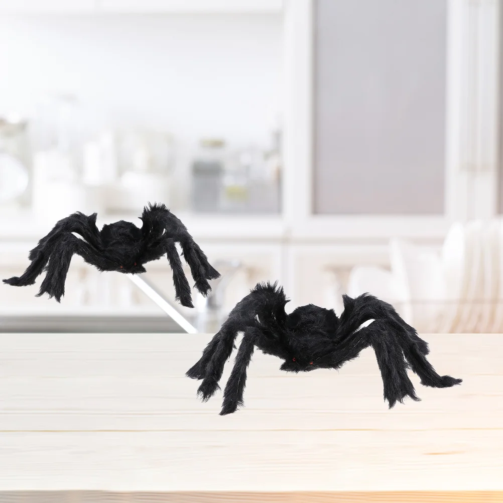 

2pcs Artificial Spider Toy Plush Spider Toy Halloween Scary Decoration Party Props Simulation Spider for Halloween