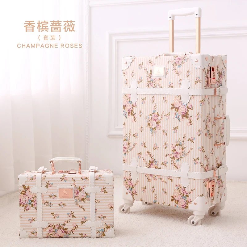 XQ 20 inch Carry-on Suitcase Women's leather travel luggageset  with handbag Female student lovely light trolley case