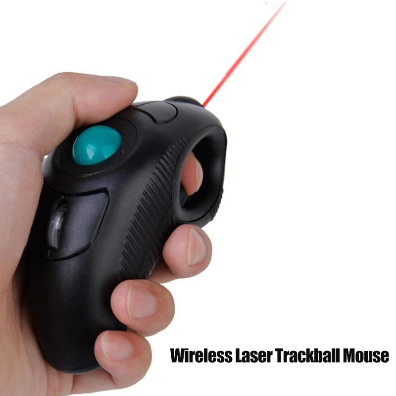 Trackball Mouse Wireless Digital 2.4GHz Thumb-Controlled Mause 10M Handheld USB Optical Track Ball Mice With Laser Pointer