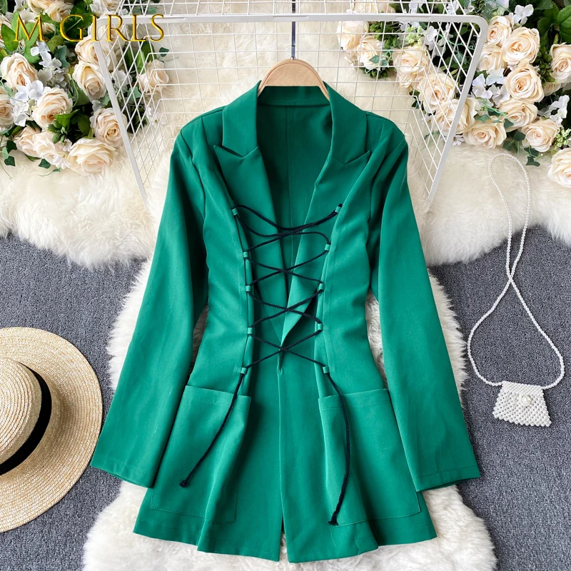 

M GIRLS 2022 New Spring Summer Fashion Casual Long Sleeve Bandage Slim Versatile Temperament Clothing Blazer Coat Women's SJ857