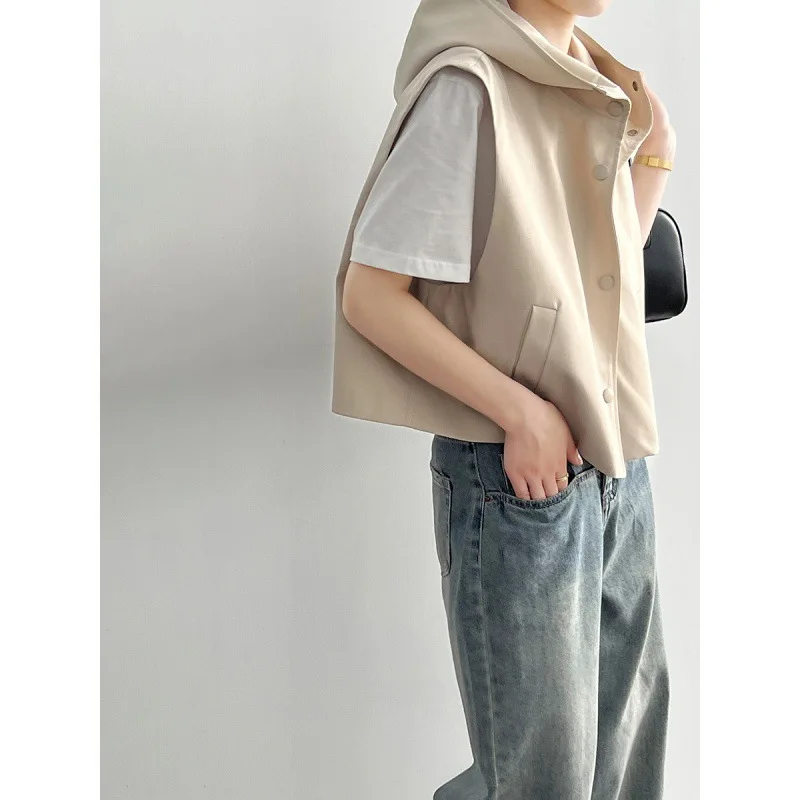 Женский Повседневный жилет VOLALO безрукавка с капюшоном корейский стиль куртка