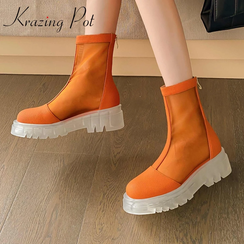 

Ботильоны из коровьей кожи на среднем каблуке, с круглым носком