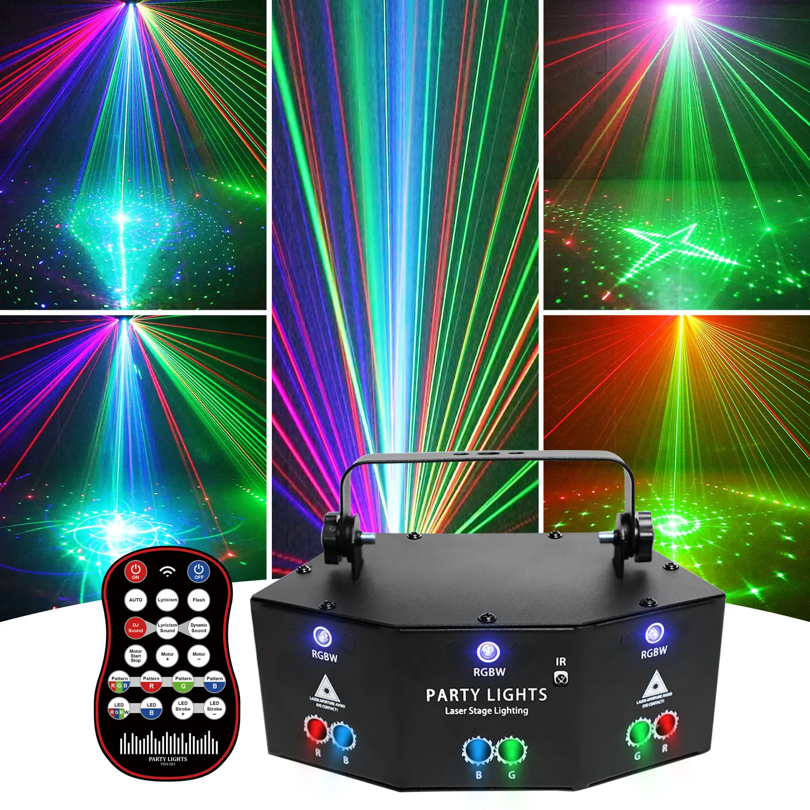 RGB лазерный проектор Dmx Disco Light с 9 линзами для рождественских и Хэллоуина