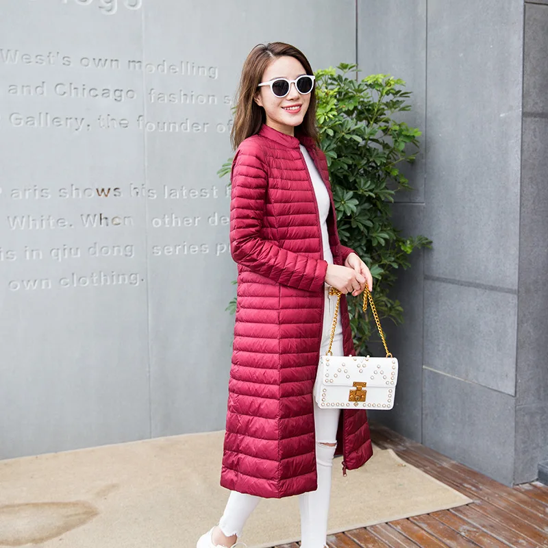 2024 новинка осени и зимы женское тонкое теплое пуховое пальто ультра легкая белая