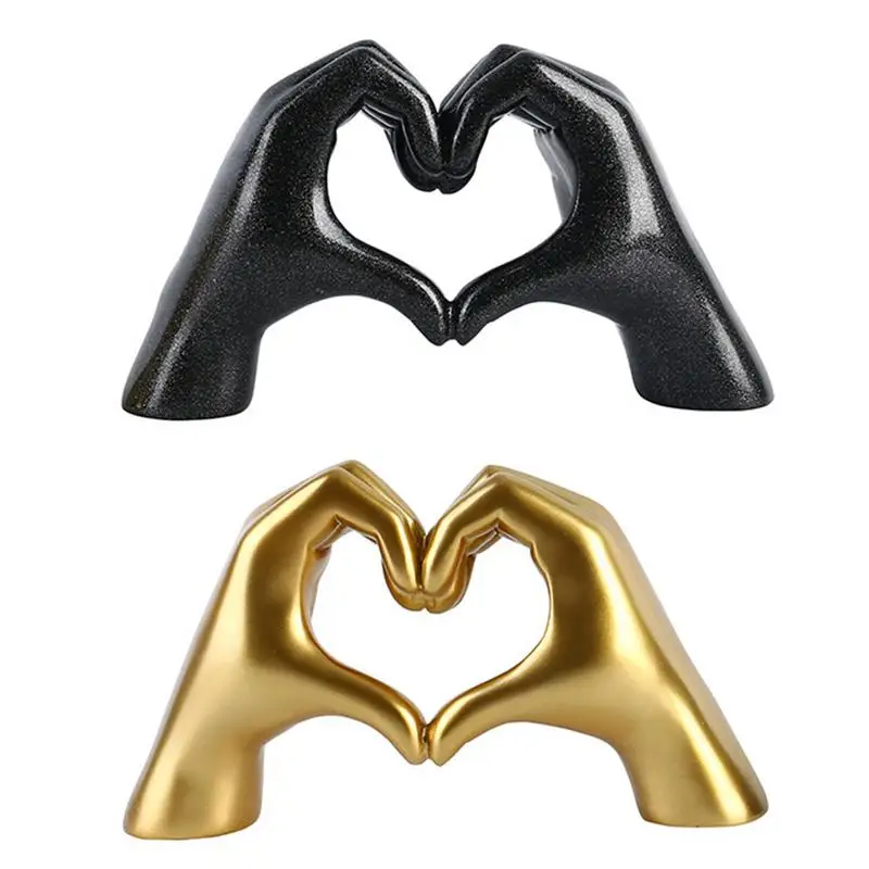 

Creative Heart Gesture Sculpture Minimalist Abstract Resin Love Handicraft Desk Ornaments for Living Room Office Bookcase