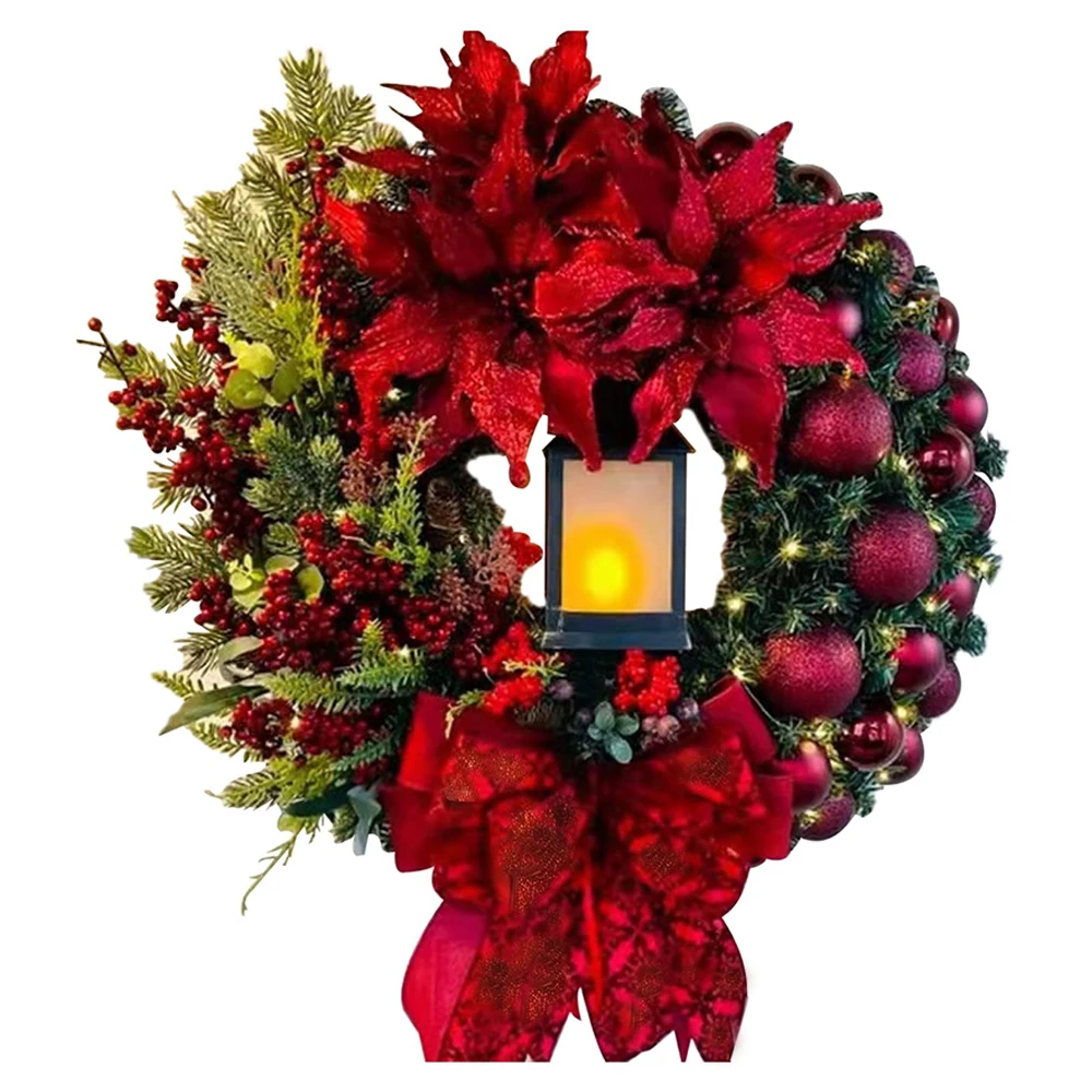 

Christmas Garland 30CM/35CM/40CM Red Christmas Wreath for Front Door Gold Window Wall Door Christmas Decorations 2023 Ornament