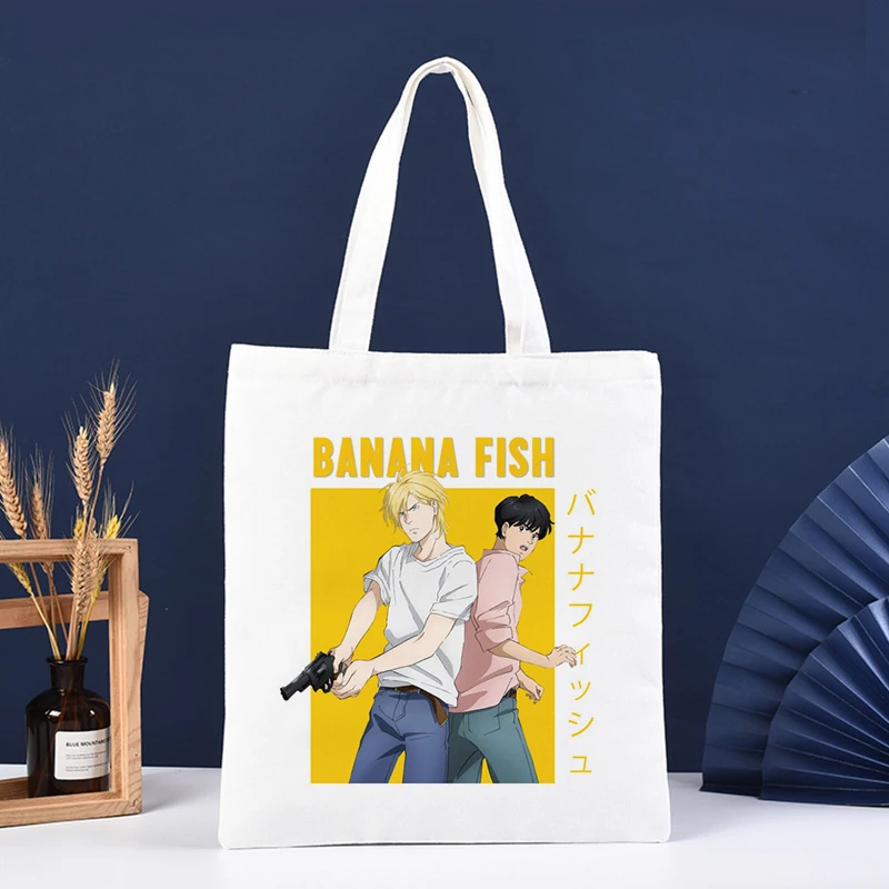 

Banana Fish Shopping Tote Bag Shoping Shopping Bag Reusable Bolsa Compra Boodschappentas Sacolas Grocery Shopper Jute Bag