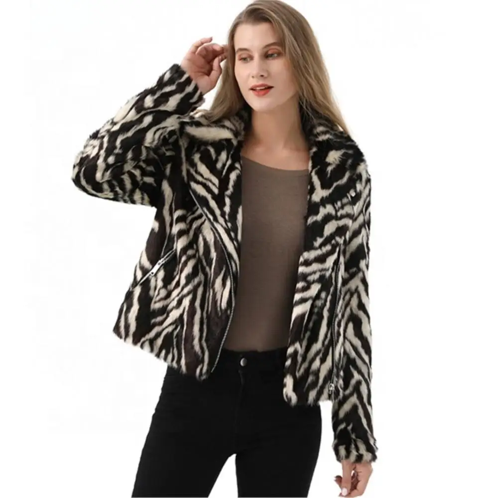 Women Winter Real Fur Long Sleeve Jacket Front And Cuff Zipper Closure Coat Leisure Thermal Pocket Elegant women's Clothing