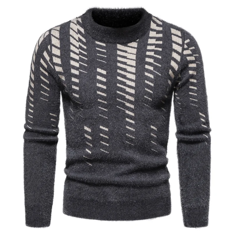 2022 Autumn and Winter New Men's Slim Long-sleeved Knitwear Fashion Round Neck Casual Sweater Bottoming Shirt Thick Clothes 2XL
