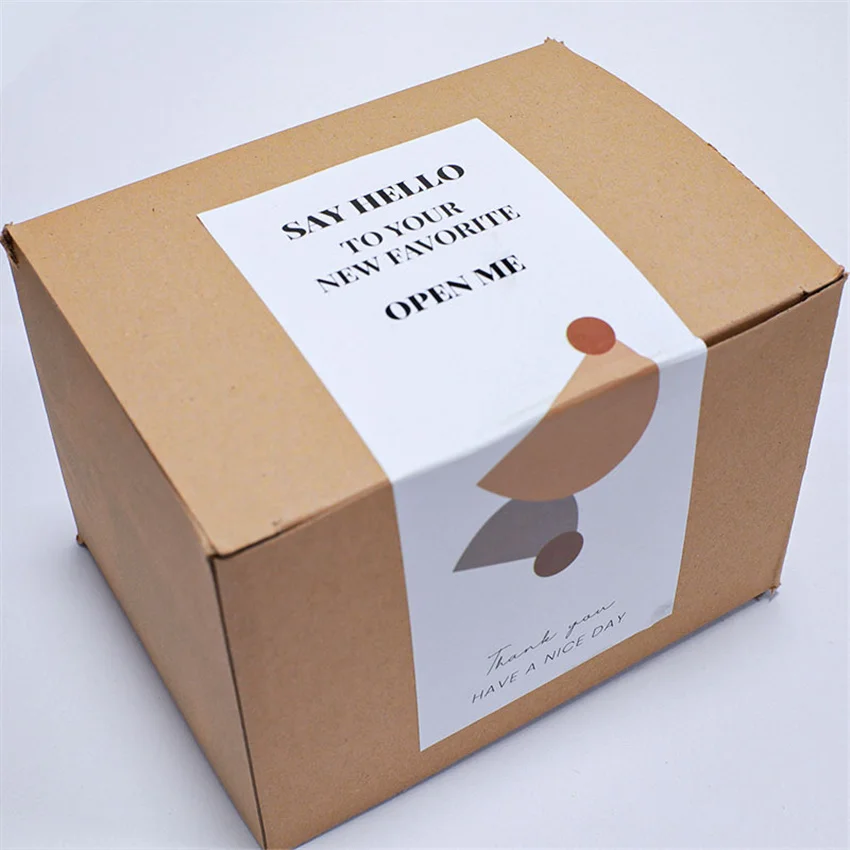 

50 шт., прямоугольные белые наклейки «Thank You»