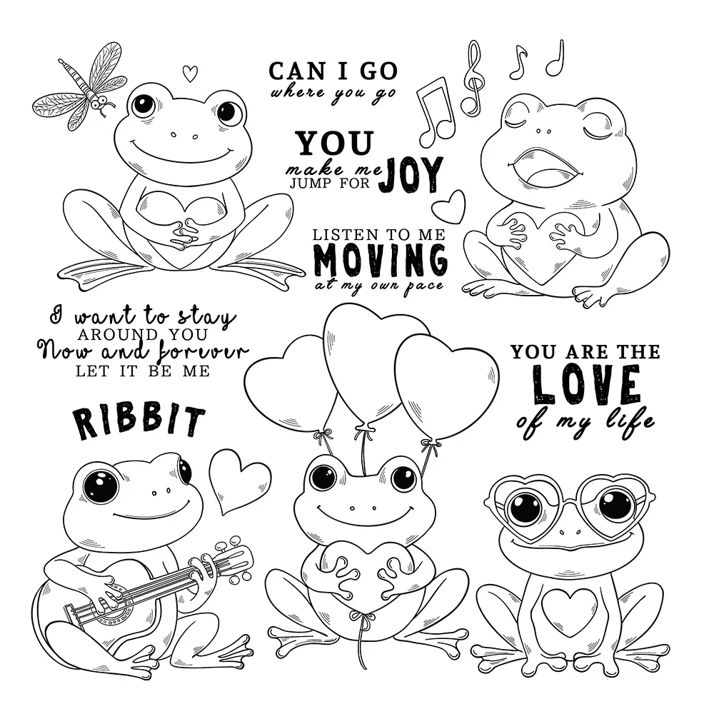 Mangocraft Cute Heart Frogs Clear Stamp Love Valentine's Day DIY Scrapbooking Supplies Silicone Stamp For Cards Albums Decor