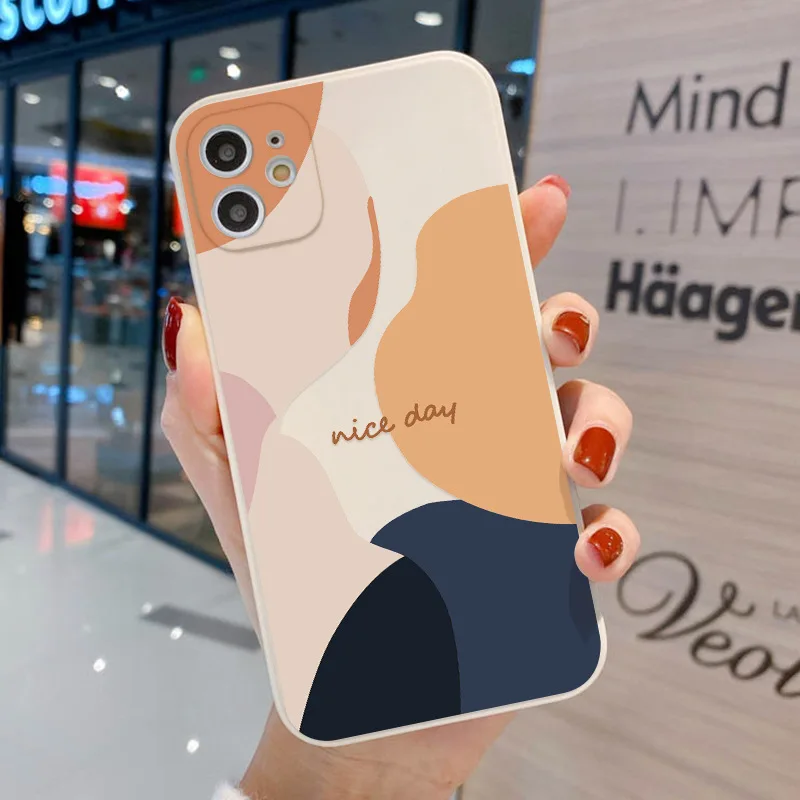 

NOHON Case For APPLE IPHONE 13 12 11 PRO MAX MINI XS XR 8 PLUS SE 2020 7 6S Line face Fashion Anti-Drop cover