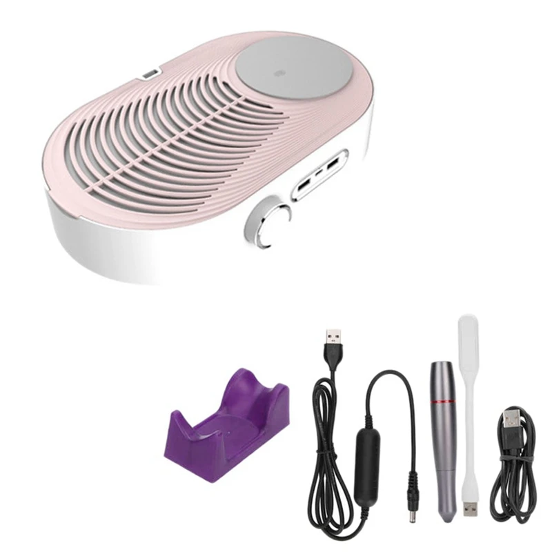 

3 In 1 Nail Dust Collector Nail Drill Machine Recharge Nail Art File Drill With LED Light Manicure Tool