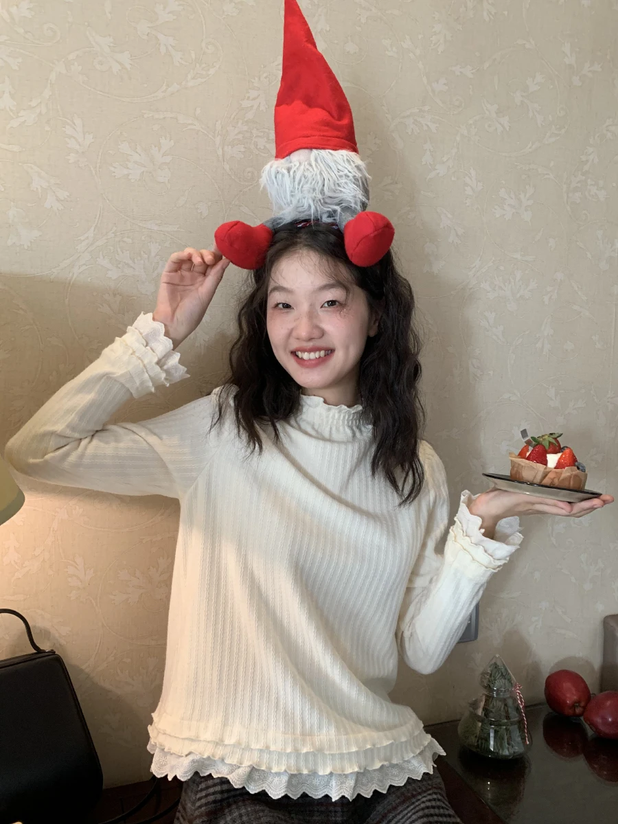 Белая базовая рубашка Jiang Jam с имбирем и женская зимняя новая трикотажная