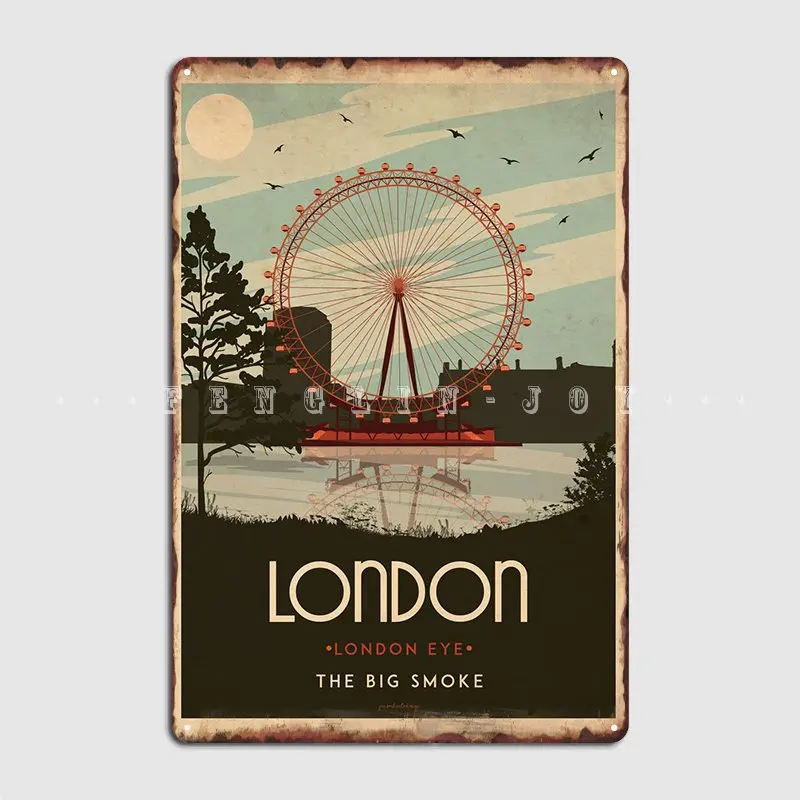 

London Art Deco Metal Sign Customize Mural Club Party Wall Decor Tin Sign Poster