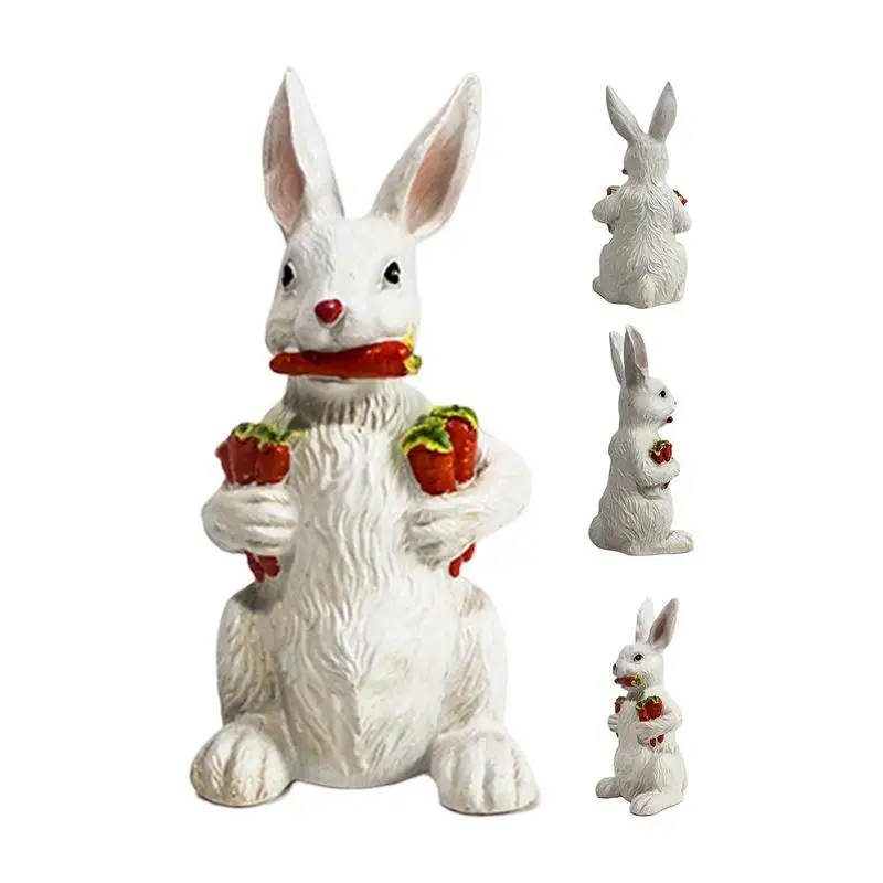 Garden Rabbit Resin Statues Household Animal Rabbit Outdoor Decor Sculpture Handy Home Lawn Garden Easter Bunny Resin Figurine