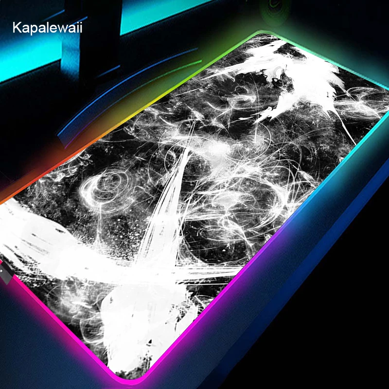 

Black And White Mouse Pad Pc Rgb Anime Rug Gamer Accessories Gaming Mats with Backlight Mat Mousepad Speed LED Keyboard Mat