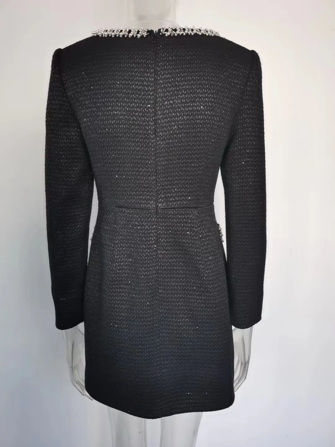 traf 2024 женское элегантное платье шерстяной корсет с бисером офисное одежда y2k