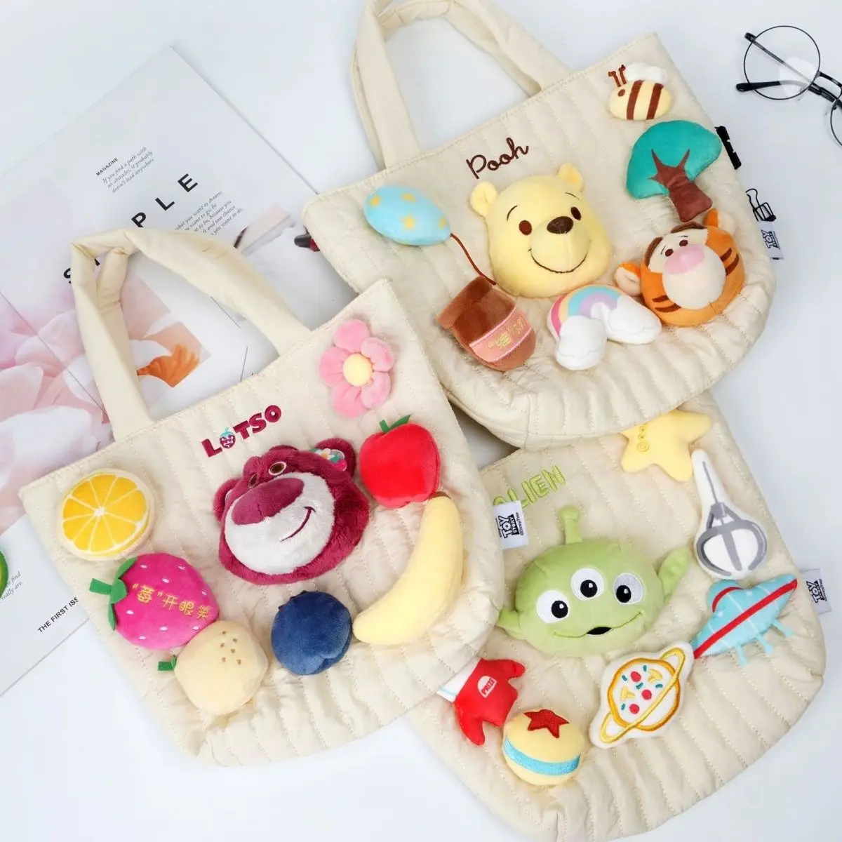 

Сумка-тоут «История игрушек» Disney, лотсо, инопланетянин, Винни, пух, тигр, Модный милый мультяшный медведь, тигр, фотоподарок на праздник