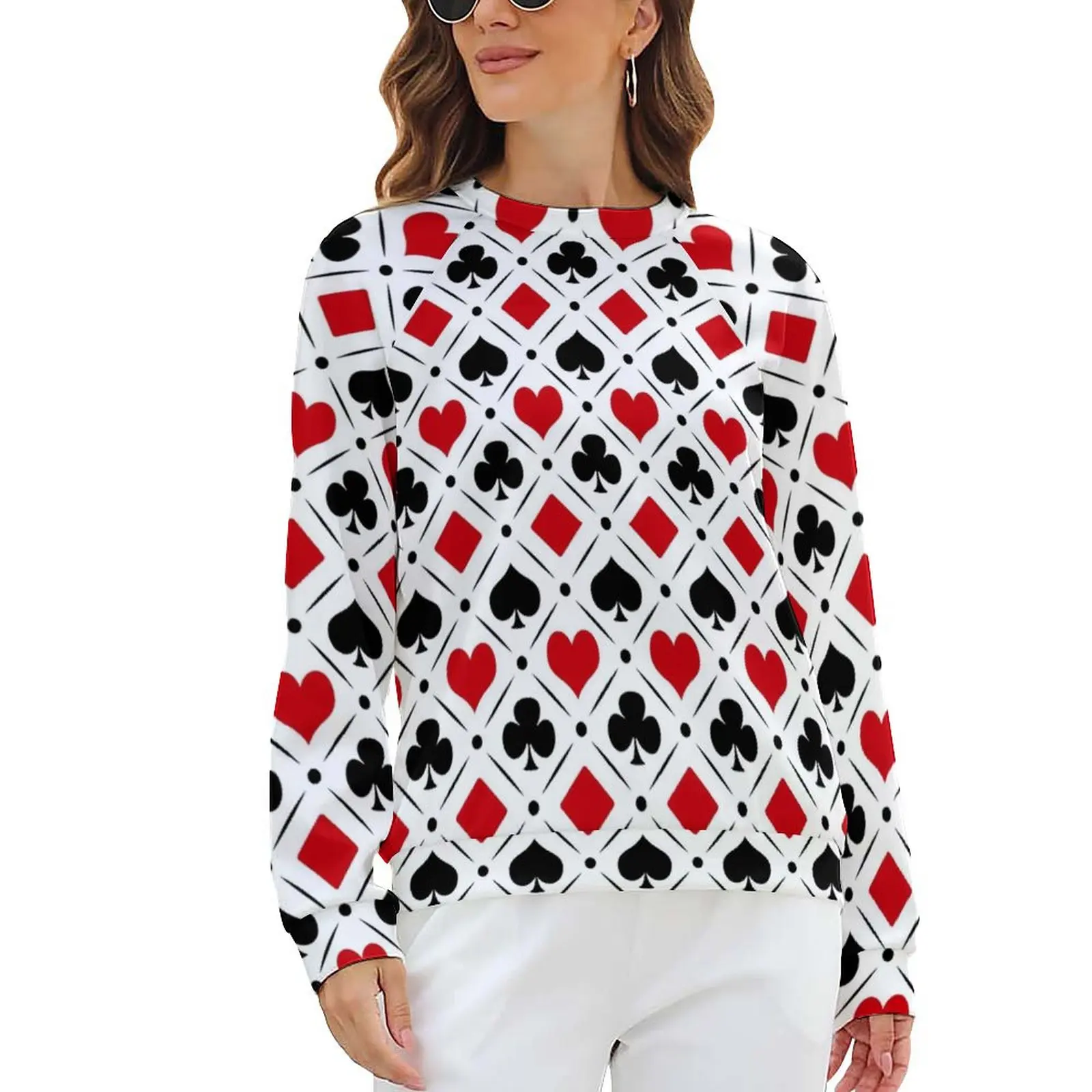 

Худи с символикой покера, женские костюмы с длинным рукавом и игральными картами, Повседневная Толстовка Y2k, Новое поступление, зимние свитш...