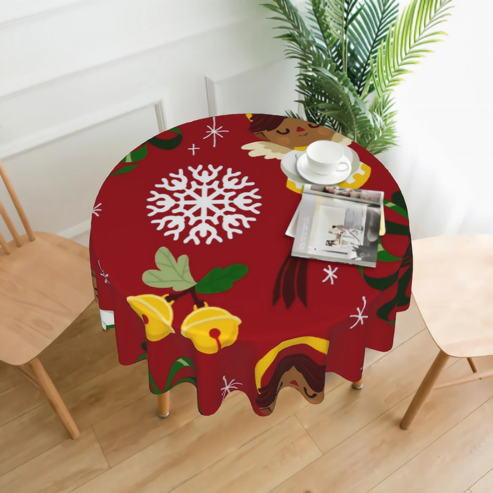 

Christmas Pattern Round Table Cloth – Washable Microfiber Tablecloth for Party Kitchen Dining Room, 60 Inch