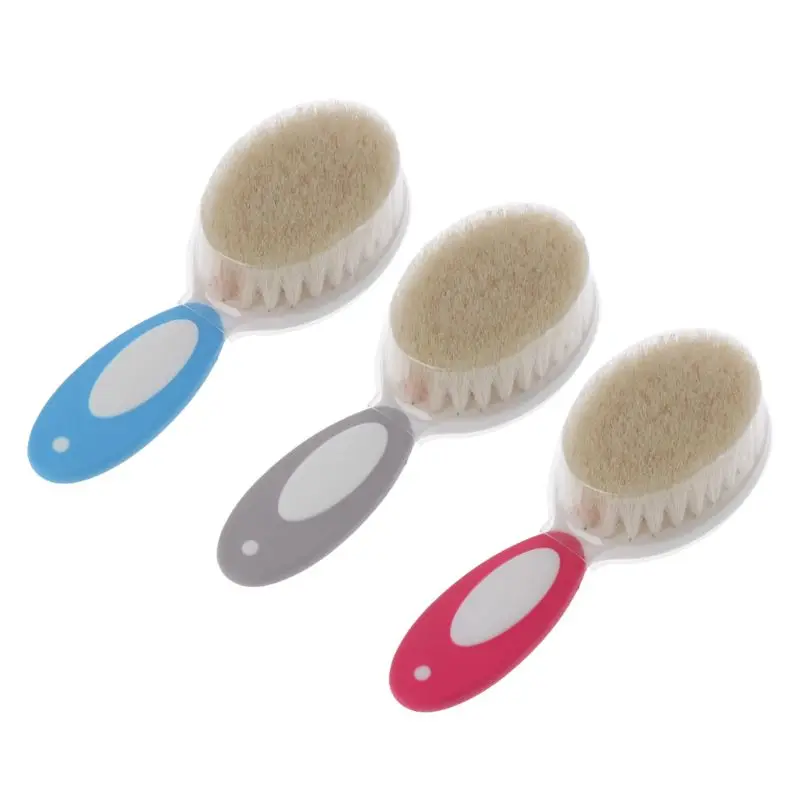 

Newborn Baby Natural Boys Girls Soft Wool Hair Brush Head Comb Infant Head Massager Portable Bath Brush Comb For Kids