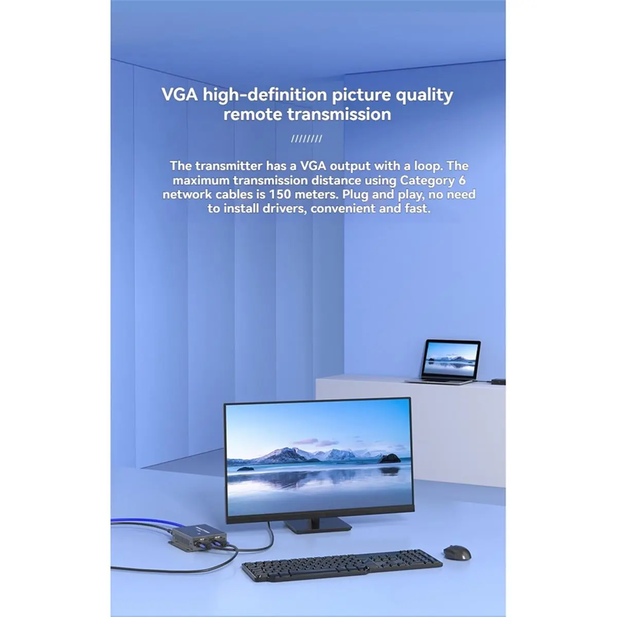 Удлинитель VGA DTC5 с аудиовыходом через UTP, кабель-удлинитель VGA-RJ45 с аудиопортом 3,5 мм, 1080P, дальность 150 м, вилка EU (art.: 3920dbdcdd461) - 3920dbdcdd461