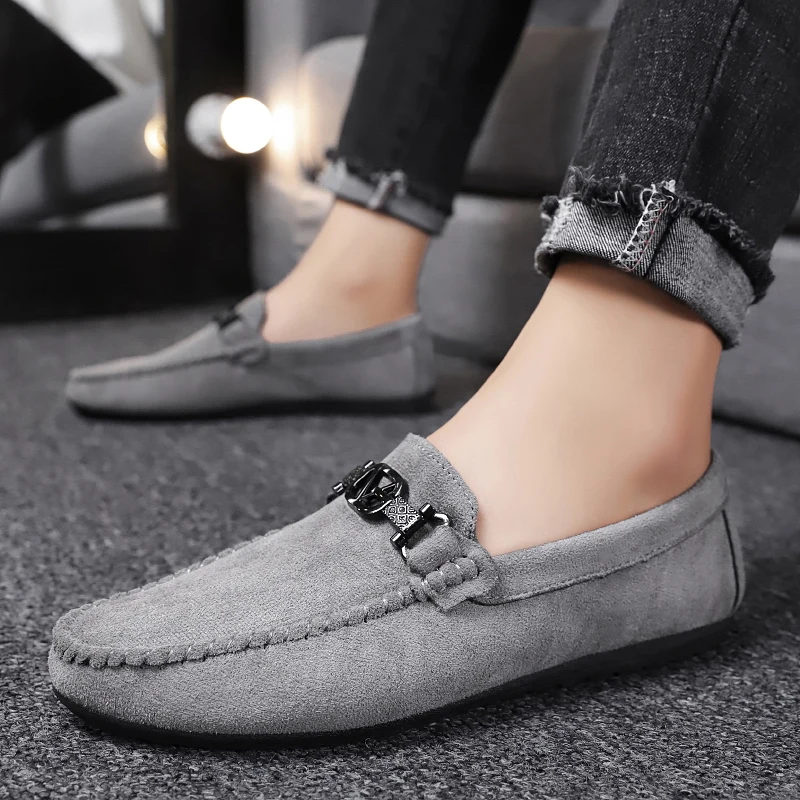 

Shoes for Men Soft Comfortable Black Red Flock Mens Loafers Brand Fashion Slip-On Flats Sneakers Moccasin Driving Casual Shoes