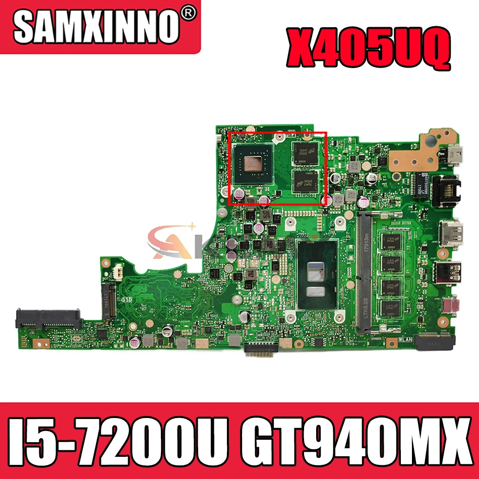 

Материнская плата Akemy X405UQ для ноутбука ASUS VivoBook 14-X405UQ X405U S4100UQ U4100UQ, оригинальная материнская плата 4GB-RAM I5-7200U GT940MX