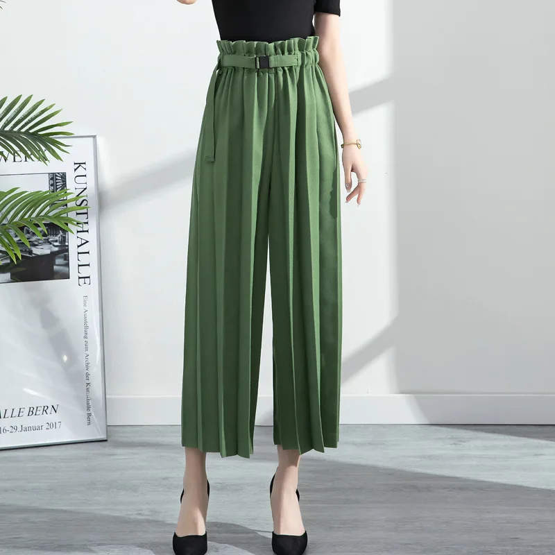 

Плиссированные драпированные повседневные брюки Miyake, Новинка весна-осень 2022, модные Универсальные прямые широкие брюки с высокой талией дл...