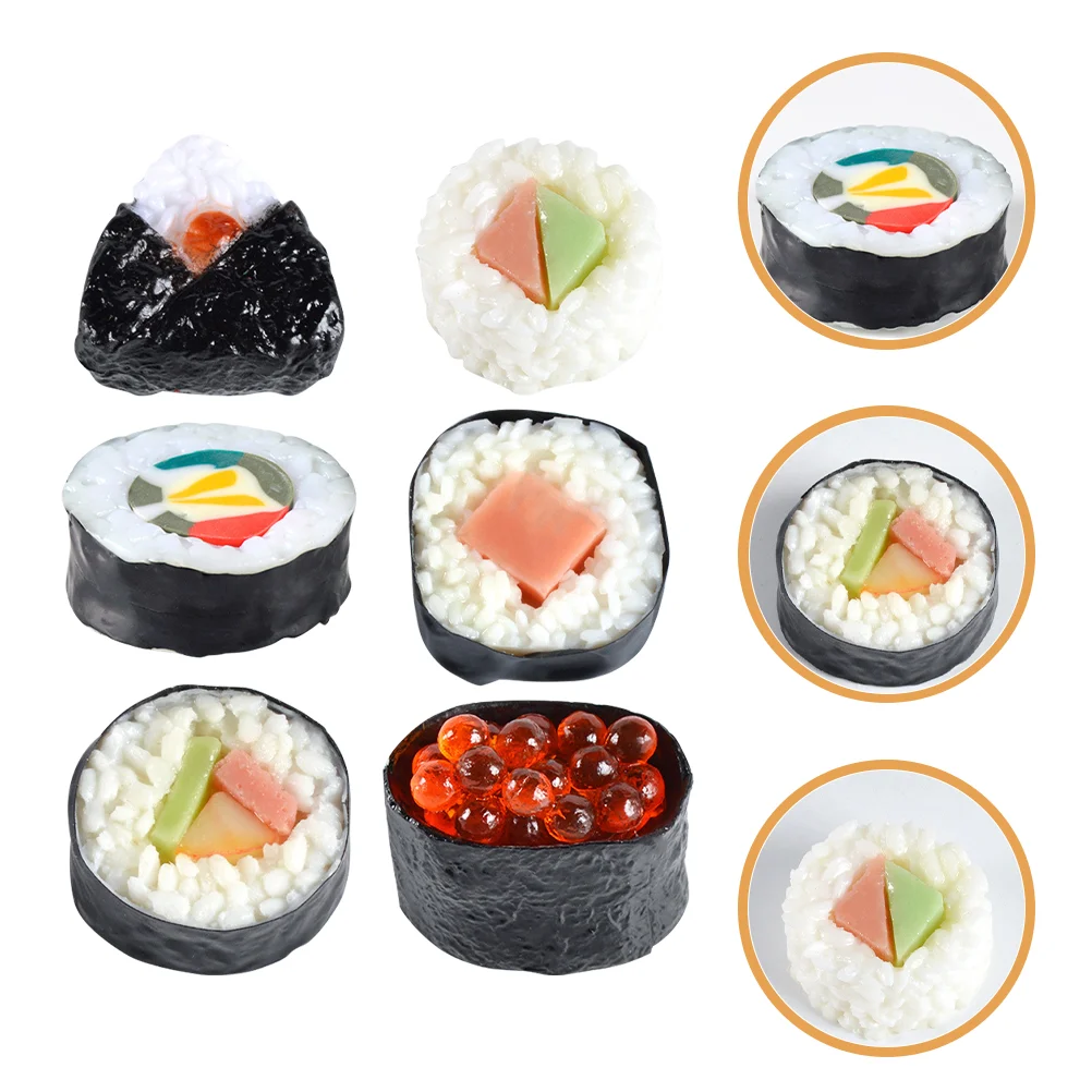 

6Pcs Fake Sushi Model Simulation Rice Roll Model Artificial Food Model Photo Props