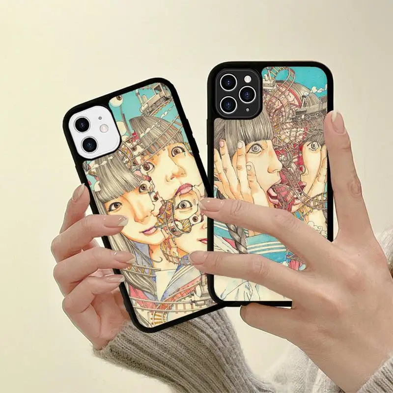 

shintaro kago Horror cartoons Phone Case Silicone PC+TPU Case for iPhone 11 12 13 Pro Max 8 7 6 Plus X SE XR Hard Fundas