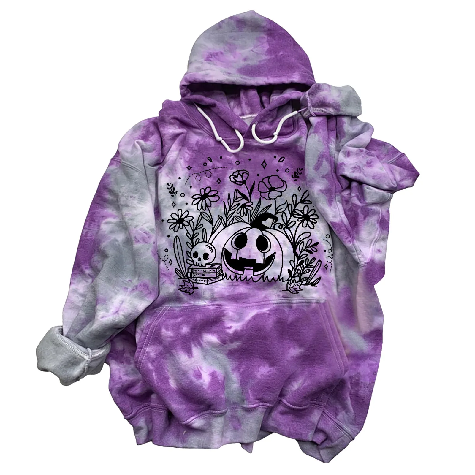 

Свитшот с капюшоном и надписью на Хэллоуин, женские повседневные свитшоты с коротким рукавом, подходящие к поту брюки, рубашки, толстовки из...