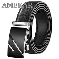 men alloy automatic buckle genuine leather belt luxury black male belts high quality classic business cummerbunds