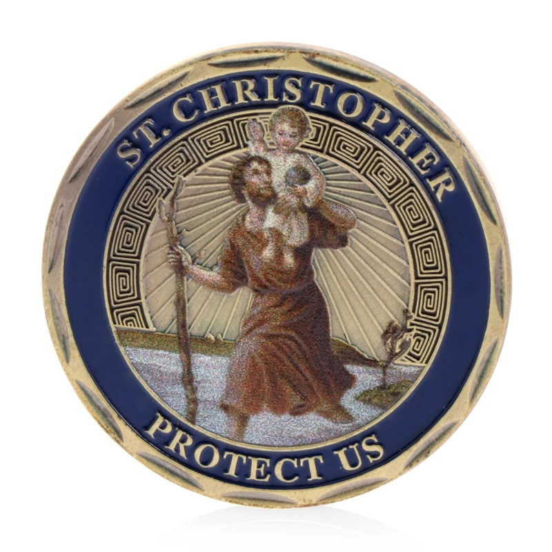 

St. Christopher Commemorative Challenge Coin Collection Art Craft for Home Bedroom Office Decoration Collectible Coins