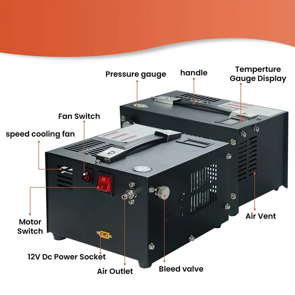 4500Psi 30Mbar портативный автомобильный компрессор 12 В постоянного тока переменного