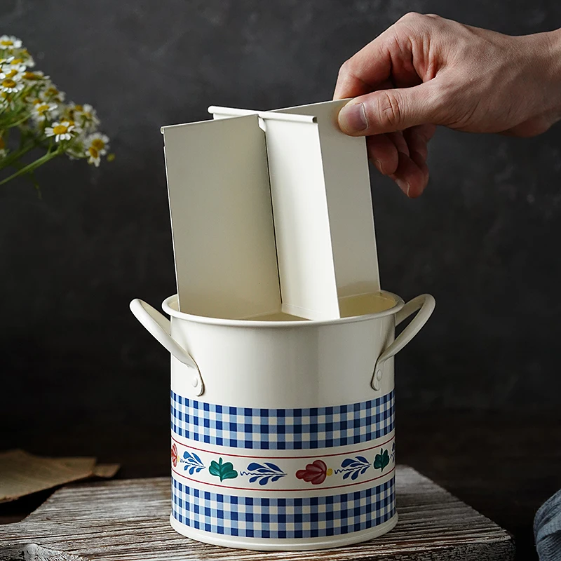 pastoral spoon fork pot holder tableware storage bucket utensil container storage tank kitchen gadgets chopsticks rack tableware free global shipping