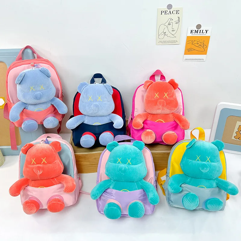 New Cartoon Bear backpacks for children Toy Patch Child backpack Cute Small kids backpack 6 Color High quality Children bag