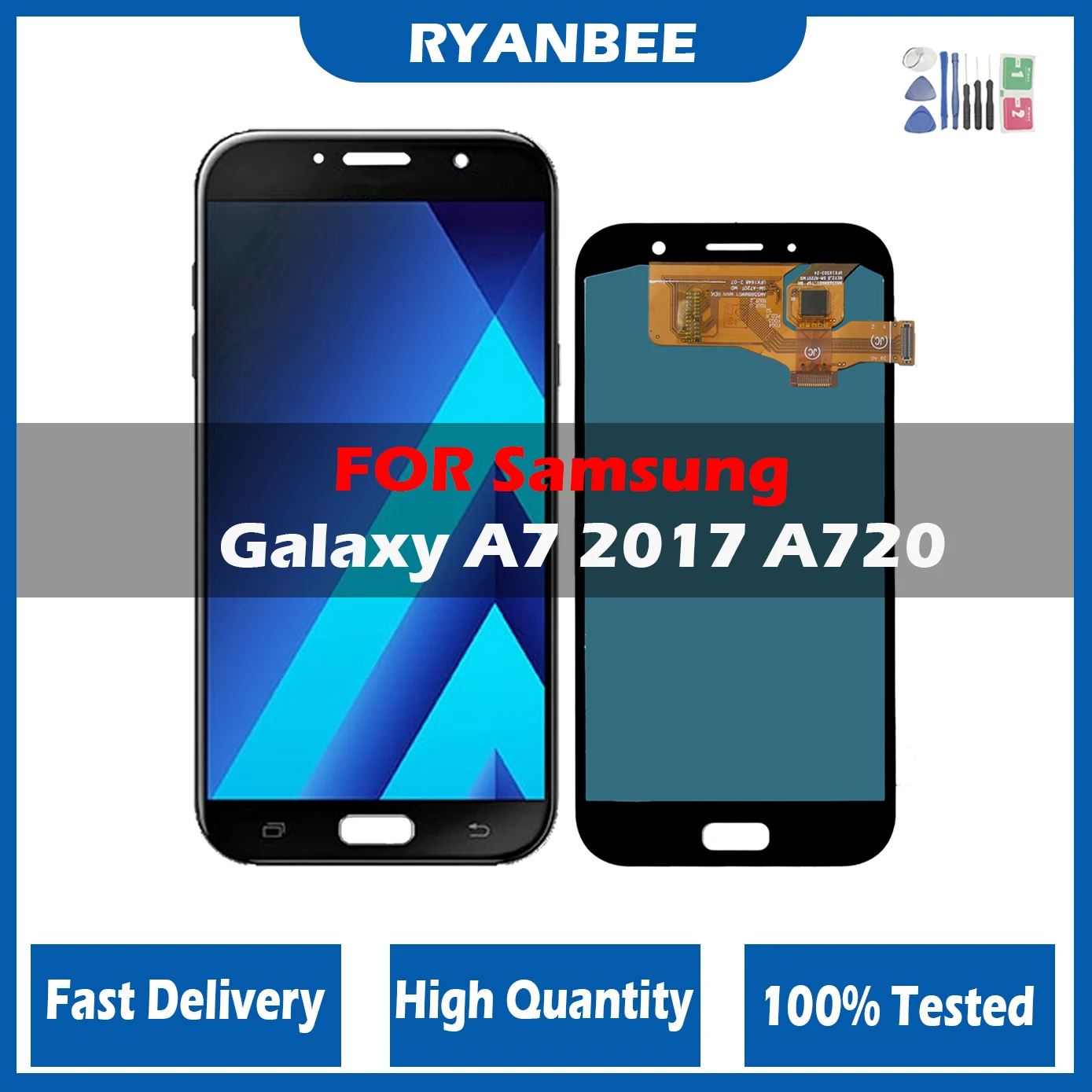 

100% протестированный ЖК-дисплей для Samsung Galaxy A7 2017, дисплей с сенсорным экраном и дигитайзером в сборе, Замена для Samsung A720F A720M SM-A720F