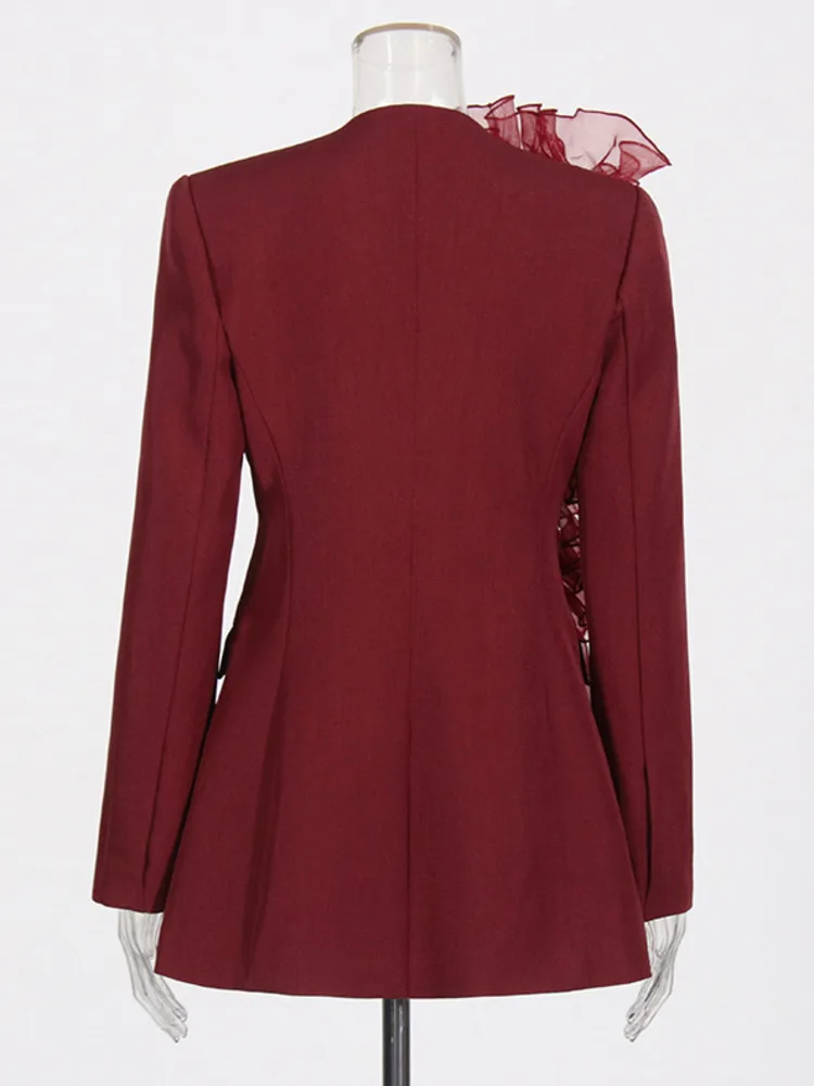 ZMEENNA сетчатые трехмерные цветочные оборки однотонные женские пиджаки осень-зима