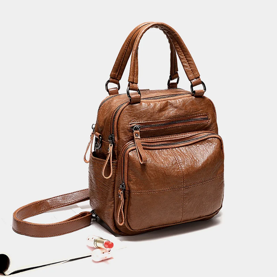 Genuine Leather Waterproof Backpack Fashion Multi-Fuction Travel Shoulder Bag Women Handbag Anti-Thief School Backpacks Mochila