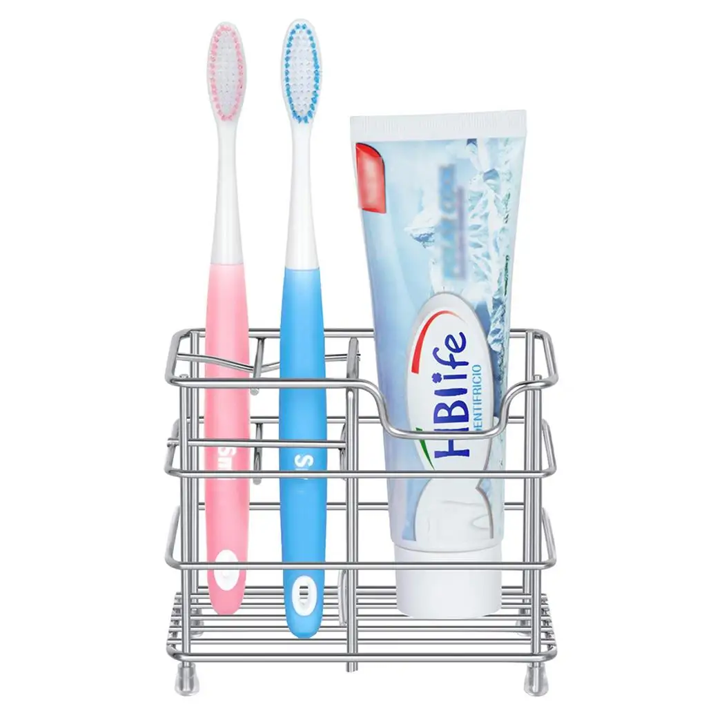 

2023 Toothbrush Holder Stainless Steel Multifunction Practical Bathroom Toothpaste Stand Vertical Toothbrush Storage Rack
