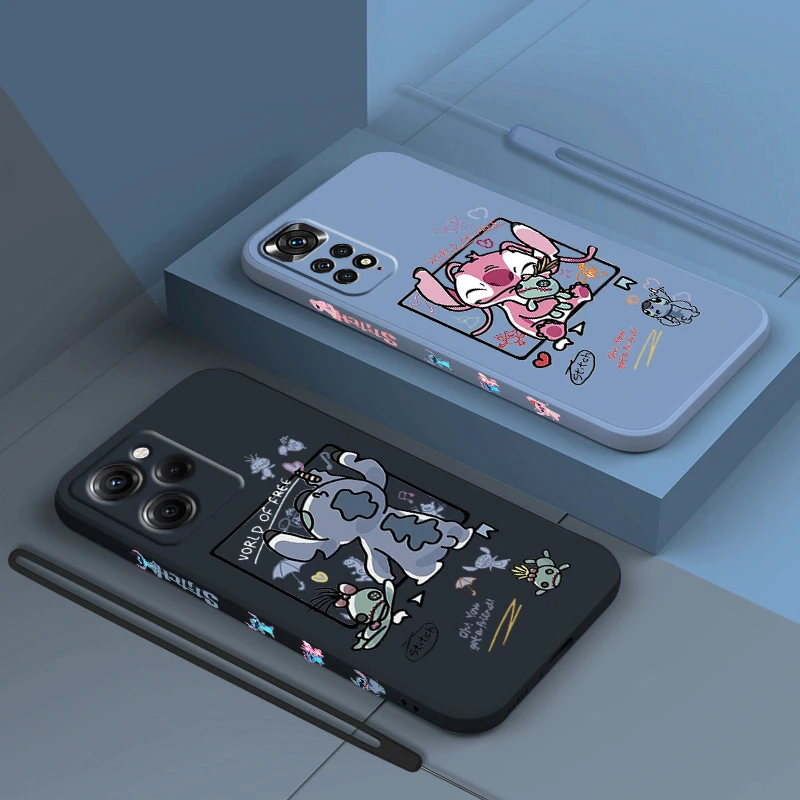 

Disney Cute Stitch Lilo Angel For Xiaomi Redmi Note 12 11 11T 10 10S 9 9S 9T 8 8T 7 Pro Plus Speed Liquid Left Rope Phone Case