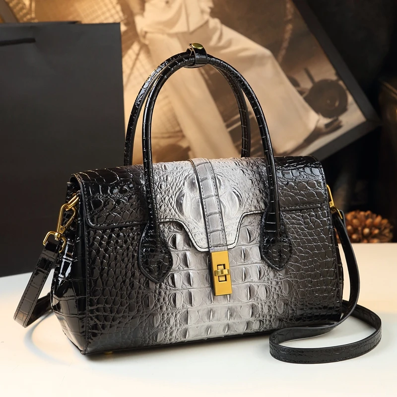 

Luxury and fashionable crocodile pattern women's bag genuine leather women's handbag shoulder crossbody bag