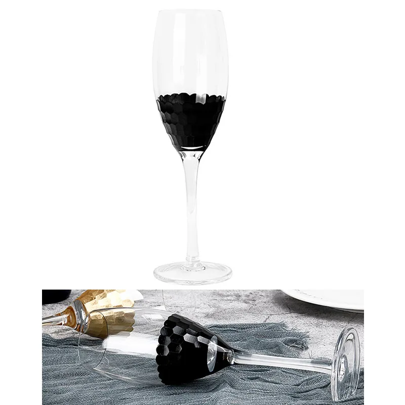 

Бокал цвета шампанского с гальваническим покрытием, черный креативный бокал, бокал для вина, посуда для напитков, семейный подарок, набор из 6 шт. без свинца