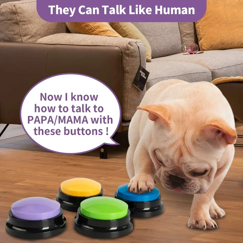 NEW Recordable Pet Starter Talking Speaking Voice Button Dog Intelligence Training Bell Communication Toys 20S Command Recording