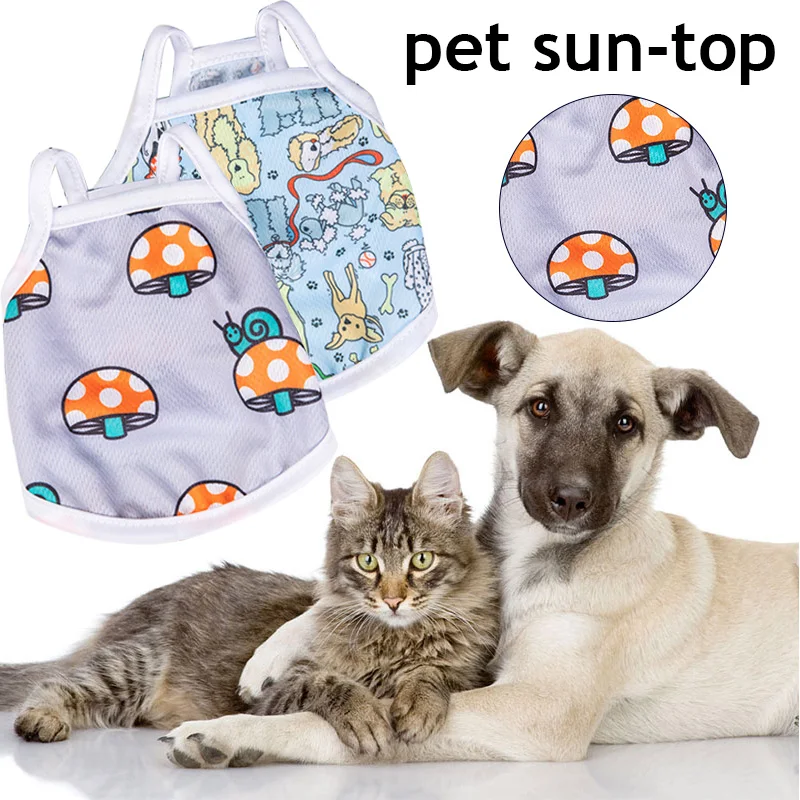 

Summer Sleeveless Dog Clothes Cute Animal Printing Dog Shirt Cat T-shirt Cotton Heart Striped Puppy Pet Accessories Pet Dog Vest