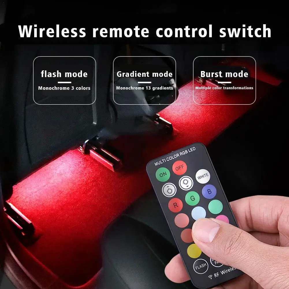 

Автомобильная атмосферная лампа, автомобильная интерьерная фотолампа, портативная RGB лампа с дистанционным управлением и зарядкой от USB W4M7