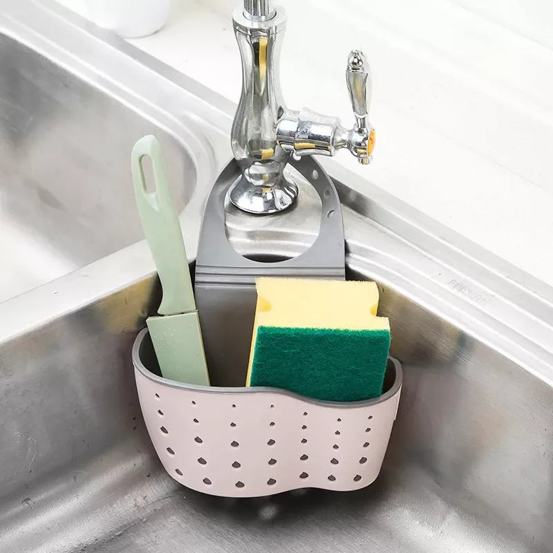 

Kitchen Organizer Gadgets Sink Shelf Soap Sponge Drain Rack Silicone Storage Basket Bag Bathroom Holder Kitchen Accessories Tool