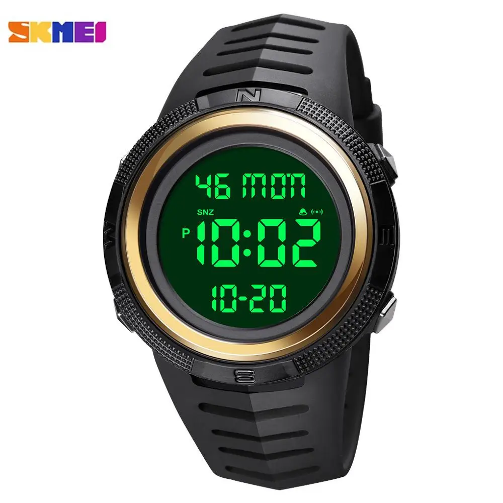 

SKMEI 5Bar Waterproof Sport Watches LED Display Men Digital Wristwatch Male Clock Chrono Count Down Calendar Relogio Masculino
